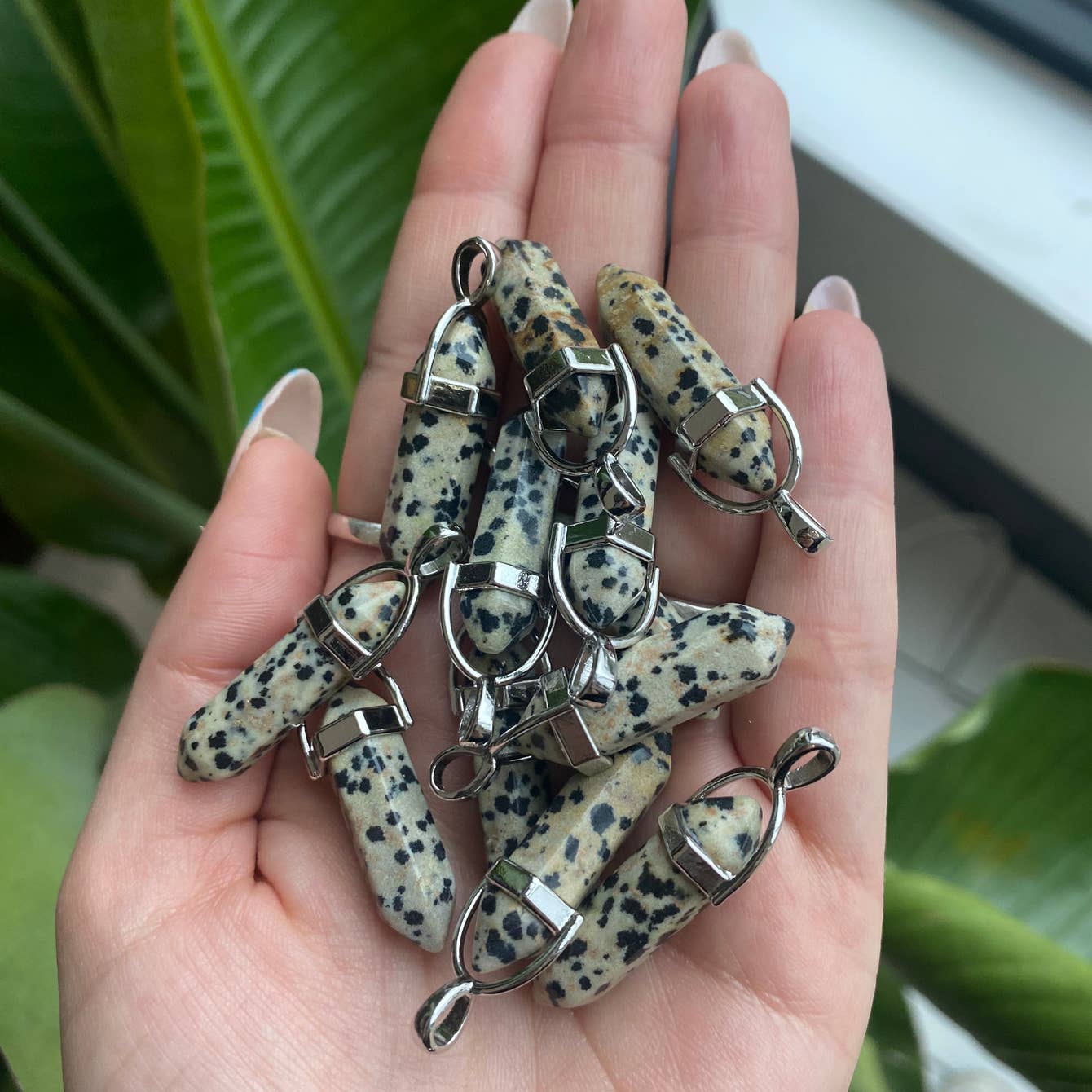 Dalmatian Jasper Crystal Necklace