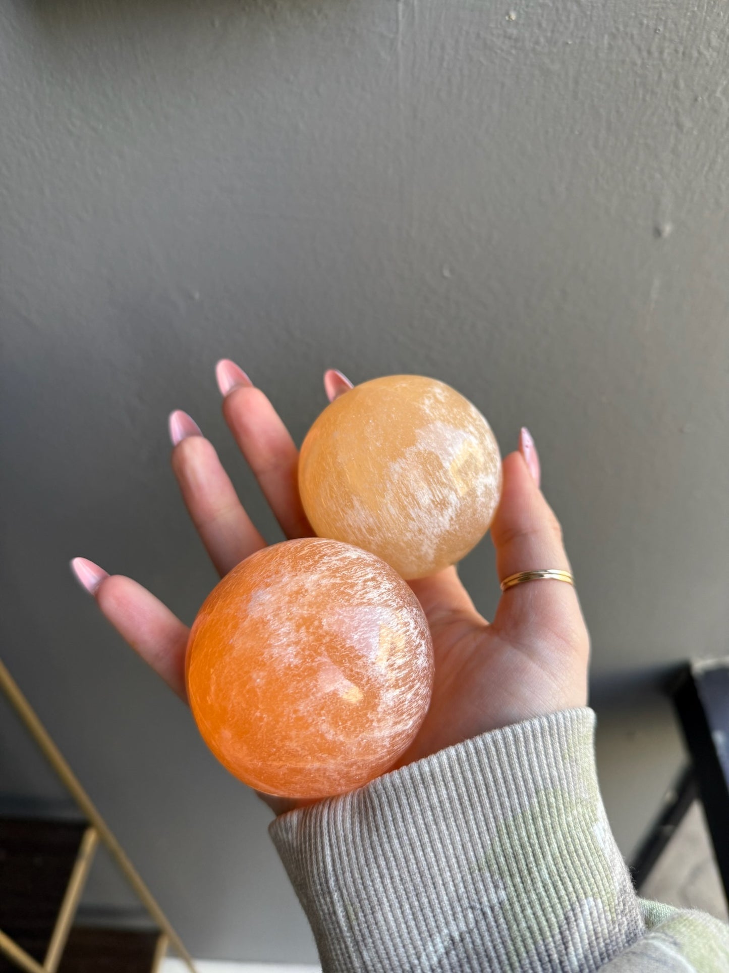 Peach Selenite Sphere – 3-Inch Crystal for Healing & Energy Cleansing