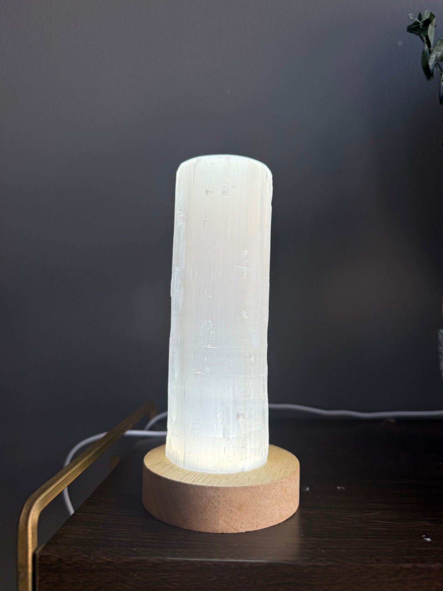 Selenite Cylinder Lamp, 6 in. x 2 in.